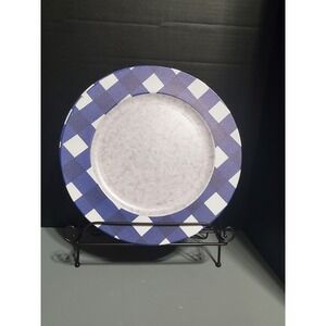😎4‎ Blue Gingham Charger Plates Decorative Use Only Farmhouse Kitchen